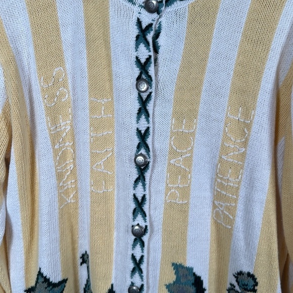 The Quacker Factory Stripe Virtues Plant Lover Sweater Size Large - Picture 2 of 7